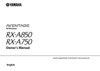 Yamaha RX-A850-750 - Owners manual